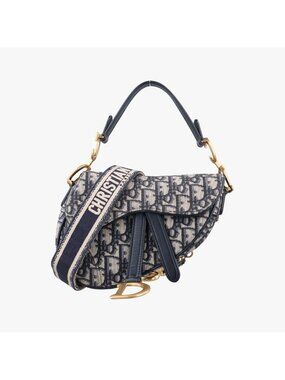 Dior Saddle Navy Jacquard Leather Shoulder Bag